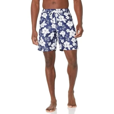 Afbeelding van Amazon Essentials zwembroek voor heren, sneldrogend, 22,9 cm,Navy Hibiscus Print,L