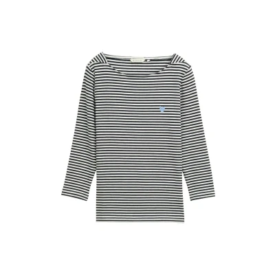 Afbeelding van TOM Tailor MIT Streifenmuster Longsleeve, Dames, Maat: 3XL, Offwhite navy regular stripe