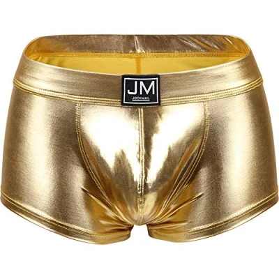 Afbeelding van JOCKMAIL Mannen Boxer PU Ondergoed Pouch Boxer, Goud, L