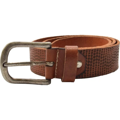 Afbeelding van Stijlvolle Camel Kleurige Riem met Laserprint 4 cm Breed Lengte 85
