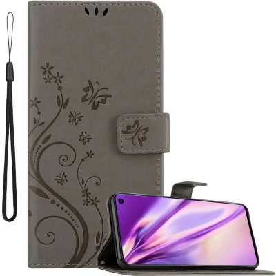 Afbeelding van Cadorabo Hoesje geschikt voor Samsung Galaxy S10 4G in Bloemen GRIJS Beschermhoes Case Cover magnetische