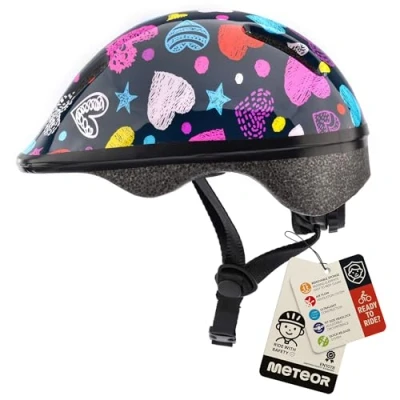 Afbeelding van meteor® fietshelm kinderhelm MTB scooter helm helmet voor downhill scheidingshelm mountainbike inliner skatehelm BMX jongens meisjes Fahrradhelmet bike KS06 (hearts, XS 44 48 cm)
