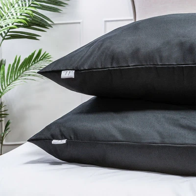 Afbeelding van Kussenslopen Luna Uni: 2 PACK Effen Zwart Bedding Dekbed Discounter.nl
