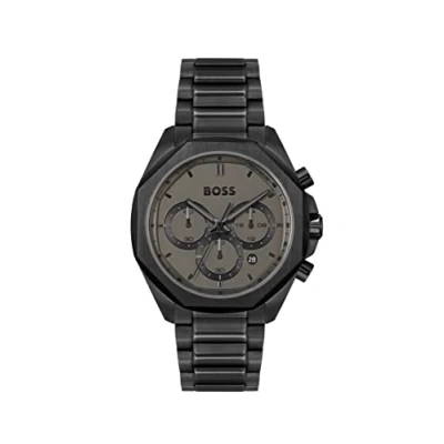 Afbeelding van BOSS HB1514016 CLOUD Heren Horloge Mineraalglas Staal Zwart 44 mm breed Quartz Vouw/Vlindersluiting 5 ATM (douchen)