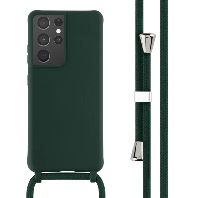 Afbeelding van Samsung Galaxy S21 Ultra Hoesje Siliconen en TPU (zacht) iMoshion Softcase/Koordhoesje/Backcover Donkergroen Telefoonhoesje