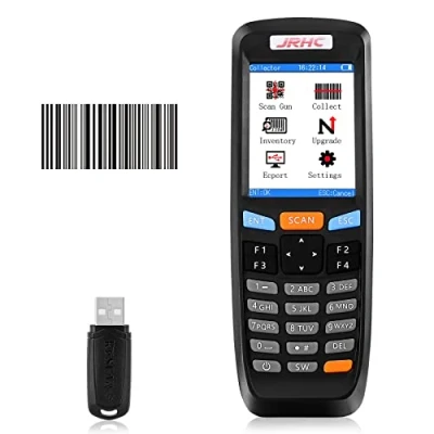 Afbeelding van JRHC 1D barcodescanner, verzamelaarsinventaristeller met 2,4 GHz draadloze USB ontvanger, lange overdrachtsafstand, multifunctionele 2,8 inch lcd scherm, barcodelezer