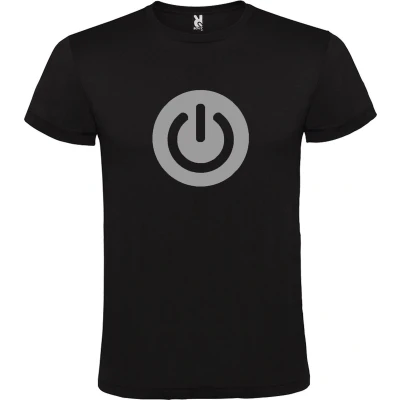 Afbeelding van Zwart T shirt ‘Power Button’ Zilver Maat 4XL