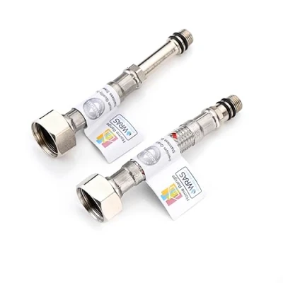 Afbeelding van Home Range M10 x 1/2 flexibele kraanconnectoren paar, gevlochten roestvrijstalen slang voor keuken en wastafel, monobloc mengkranen, WRAS goedgekeurd, roest corrosiebestendig, 1/2&quot; BSP