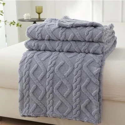 Afbeelding van Mezzar Sprei voor tweepersoonsbed, fleece, zachte bankdeken, fleecedeken warm en comfortabel bed (grijs blauw, 150 x 200 cm)