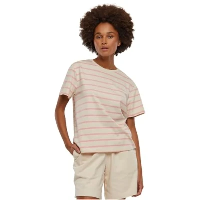 Afbeelding van Urban Classics Striped Tshirt print, Dames, Maat: XS, Lemonadepink whitesand