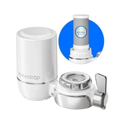 Afbeelding van Waterdrop WD FC 01 Kraanwaterfilter, Kraanfilter met Ultra Adsorberend Materiaal, Vermindert Chloor, Lood, Fluoride en Meer Past op Standaard Kraan (1 Filter Inbegrepen)