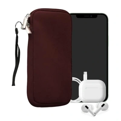 Afbeelding van kwmobile telefoontasje universeel geschikt voor XL 6,7/6,8&quot; smartphones 17,2 x 8,4 cm Hoesje met rits en polslusje In bordeaux violet