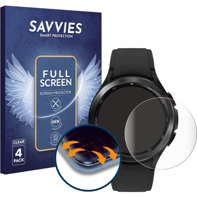 Afbeelding van Savvies Screenprotector voor Samsung Galaxy Watch 4 Classic (46mm) Folie Beschermfolie transparant volledig dekking (4 Stuks)