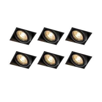 Afbeelding van QAZQA Set van 6 inbouwspots zwart GU10 kantelbaar trimless Oneon