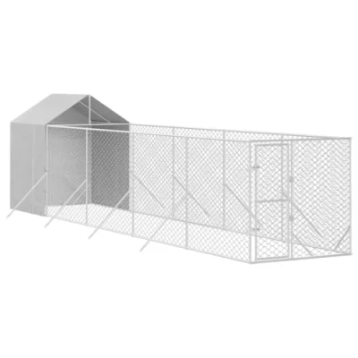 Afbeelding van vidaXL Hondenkennel met dak 2x10x2,5 m gegalvaniseerd staal zilver
