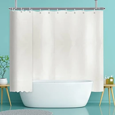 Afbeelding van YISURE Douchegordijn, extra breed en lang model, waterafstotend, schimmelwerend, voor de badkuip thuis, perfect als ruimteverdeler, 240 x 180 cm (b h), kleur crème