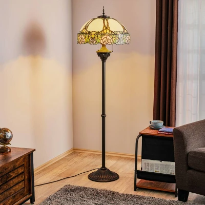 Afbeelding van Clayre&amp;Eef Sprookjesachtige vloerlamp Emily in Tiffany stijl