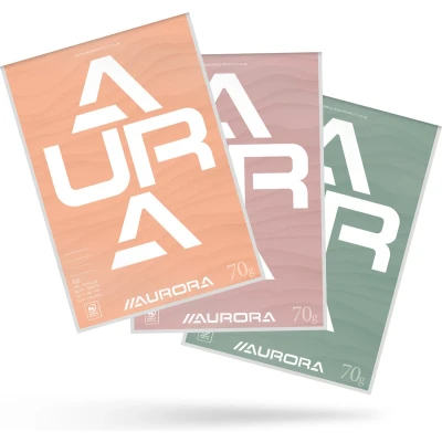 Afbeelding van Schrijfblok Aurora A4 lijn 100 vel 70gr assorti