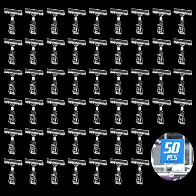 Afbeelding van 50 stuks kunststof draaibare etiketten clips prijs clip display goederen teken label voor supermarkten detailhandel