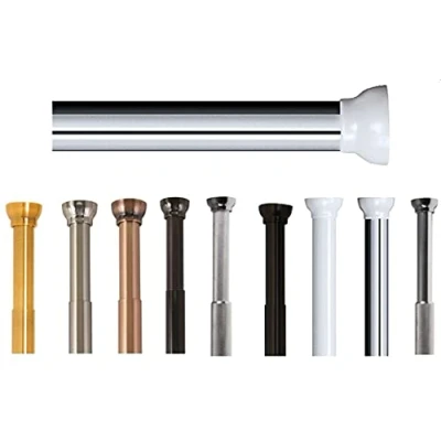 Afbeelding van Spirella Douchegordijn stang uitschuifbaar van 75 naar 125 cm aluminium klik en klem systeem Douchegordijnen