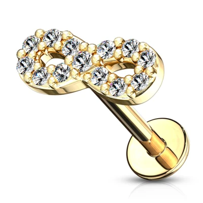 Afbeelding van Piercing infinity strass gold plated