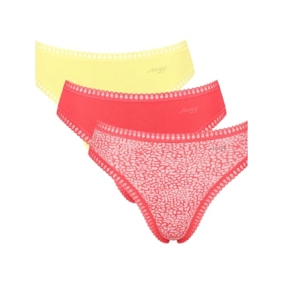 Afbeelding van Sloggi 3P GO Crush High Leg Briefs Roze/Geel katoen Small Dames