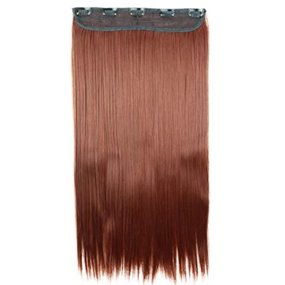 Afbeelding van CAISHA 60cm Clip in Extensions Haarextensies Haarstukje Glad Roodbruin C69