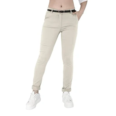 Afbeelding van JOPHY &amp; CO. Elastische chino voor dames met riem (nr. 3008), Beige, L