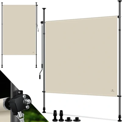 Afbeelding van KESSER® Zonnescherm Luifel verticale Zonwering 200 x 310 cm Klemluifel uittrekbaar en ondoorzichtig, Zijluifel met handslinger, zonder boren, Wind &amp; Privacy Scherm voor balkon tuin terras Beige