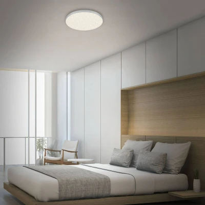 Afbeelding van BRILONER LED plafondlamp met sterdecoratie, frameless, opbouwarmatuur, kleurtemperatuur neutraal wit, Ø387 mm, zilverkleurig