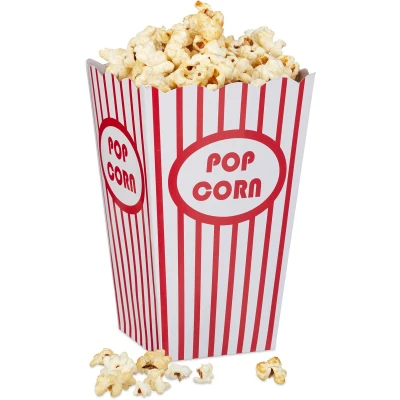 Afbeelding van Relaxdays 576 x popcornzakjes Amerikaans design popcorn bakjes rood wit gestreept