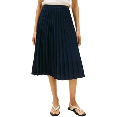 Afbeelding van Tommy Hilfiger Fluid Pleated PULL ON MIDI Skirt Alijn rok, Dames, Maat: 40, Dark night navy