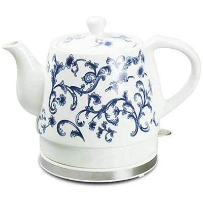 Afbeelding van RBUDSPOLF Waterkoker Keramische Water Theepot, Theepot Retro 1L Kruik, Snel Verwijderbare Basis, Automatische Uitschakeling, Koken Droog Bescherming 1000W/B