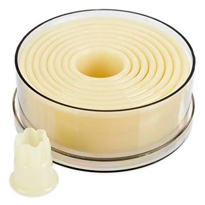 Afbeelding van thermohauser Uitsteekvormpjes (nylon), rond en gegolfd, wit, diameter 2,0 10,0 cm, 9 delig, kunststof