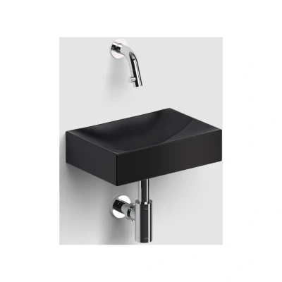 Afbeelding van Clou Vale Fontein Zonder Kranenbank Met Geintergreerde Afvoer Mat Zwart Keramiek 28 cm
