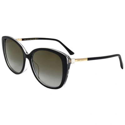 Afbeelding van Jimmy Choo Zonnebril Aly/F/S AE2 FQ Zwart Goud Glitter Grijs Verloop Mirror Sunglasses