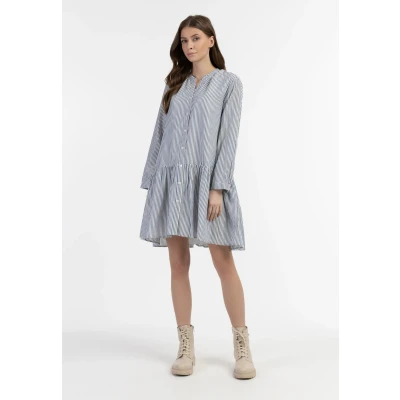Afbeelding van Dreimaster Langarm Blousejurk, Dames, Maat: 40, Dunkelmarine streifen