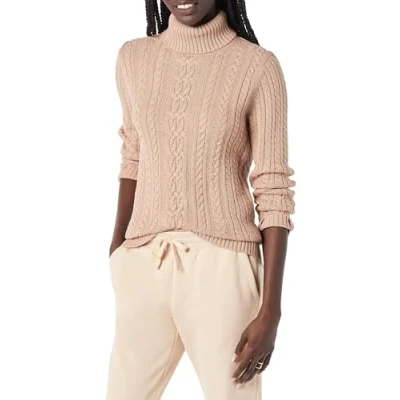 Afbeelding van Amazon Essentials Women&#039;s Kabeltrui met col (verkrijgbaar in Grote maten), Taupe, 5XL maten