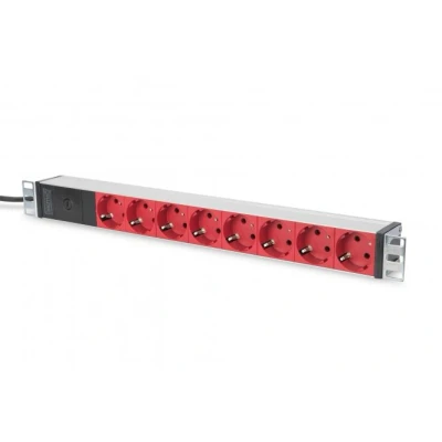 Afbeelding van Digitus DN 95410 R 19 inch Stekkerdoos voor patchkast Geaarde contactdoos Rood