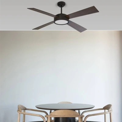 Afbeelding van FARO BARCELONA LED plafondventilator Hydra, remote, walnoot/zwart