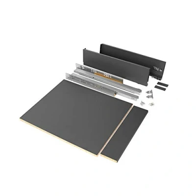 Afbeelding van Emuca Set lade Vertex voor keuken of bad inclusief panelen, zacht sluiten, 500x93mm, module 450mm, staal, antracietgrijs