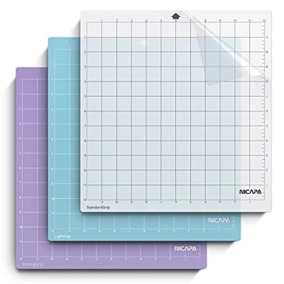 Afbeelding van NICAPA Vervangende snijmat voor Silhouette Cameo 4/3/2/1 (30 x 30 cm, 3 pack, StandardGrip, LightGrip, StrongGrip) hechtende, flexibele, vierkante snijmatten set matten vinyl ambachtelijk naaien