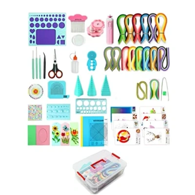 Afbeelding van Complete quilling set met papieren stroken en accessoires, 1740 3 mm 5 10 gereedschap opbergdoos, elektrische pen board
