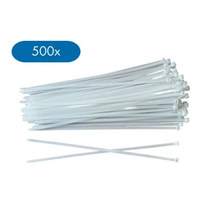 Afbeelding van Kortpack Witte Kabelbinders 300 Mm X 9 Wit (500 Stuks (5 Zakjes Á 100 Stuks))
