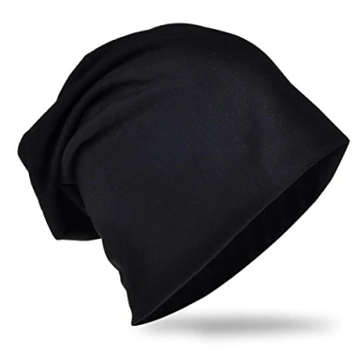 Afbeelding van Miobo Slouch Beanie muts, lang, effen, voor heren en dames, zwart, One size