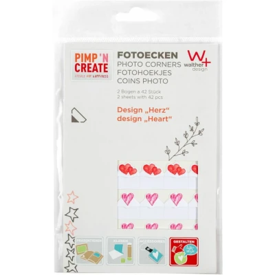 Afbeelding van Fotohoeken walther design hartjes 2 vellen à 42 stuks