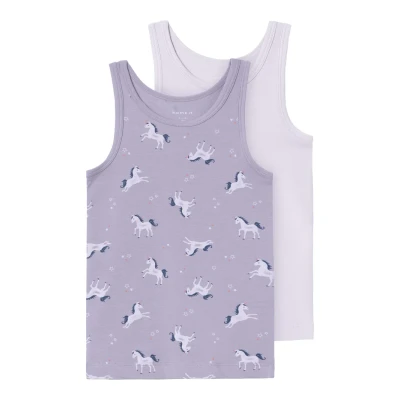 Afbeelding van NAME IT MINI hemd NMFTANK TOP UNICORN set van 2 lila/paars