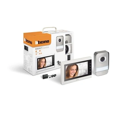 Afbeelding van Bticino 317913 Easy Kit Essential Video intercom voor een gezin, plug in 2 draden met: 1 externe knop, bel en camera, interne monitor 7 inch (17,8 cm) met handsfree installatie