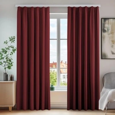 Afbeelding van Deconovo Thermische verduisteringsgordijnen, anti kou, isolerend, gordijnen voor meisjeskamer, modern design met oogjes, 140 x 210 cm (breedte hoogte), niet rood, 2 stuks