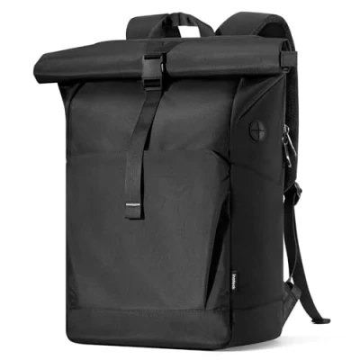 Afbeelding van Inateck 25 30 l RollTop Rugzak voor heren en dames, 17 inch laptoprugzak, zwart, fietsrugzak, dagrugzak met apart schoenenvak, schoolrugzak universiteit, pendelen, vrije tijd, werk, sport,